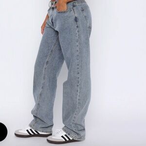 White Fox Mid Rise Straight Leg Jeans Blue Wash